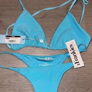 BNWT Frankie's Willa Ribbed skimpy bikini set in Aquamarine